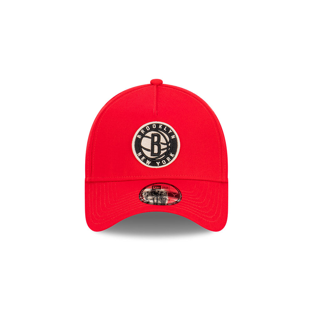 Brooklyn Nets Hat - Scarlet Stone 9Forty A-Frame Snapback - New Era